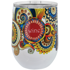 White 12 oz. Sublimatable Polar Camel Stemless Wine Tumbler with Lid